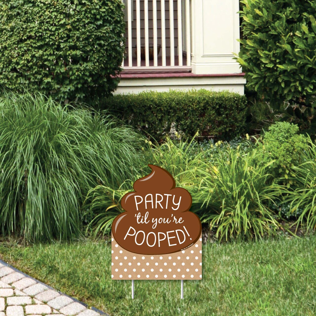 Big Dot of Happiness Party 'Til You're Pooped - Outdoor Lawn Sign - Poop Emoji Party Yard Sign - 1 Piece
